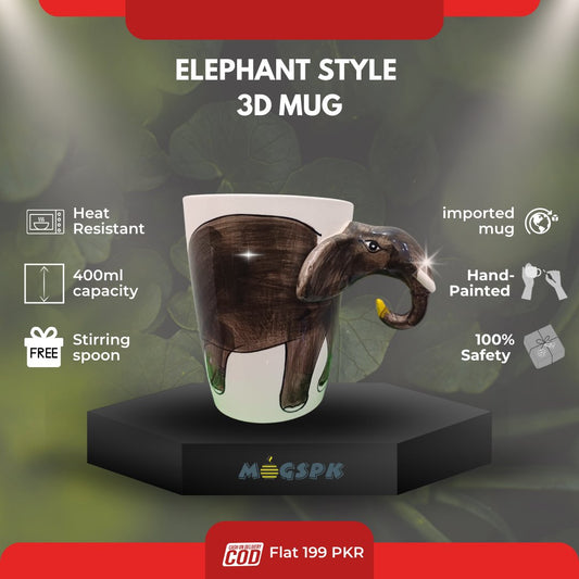 Elephant Style Hand Painted Ceramic 3D Mugs