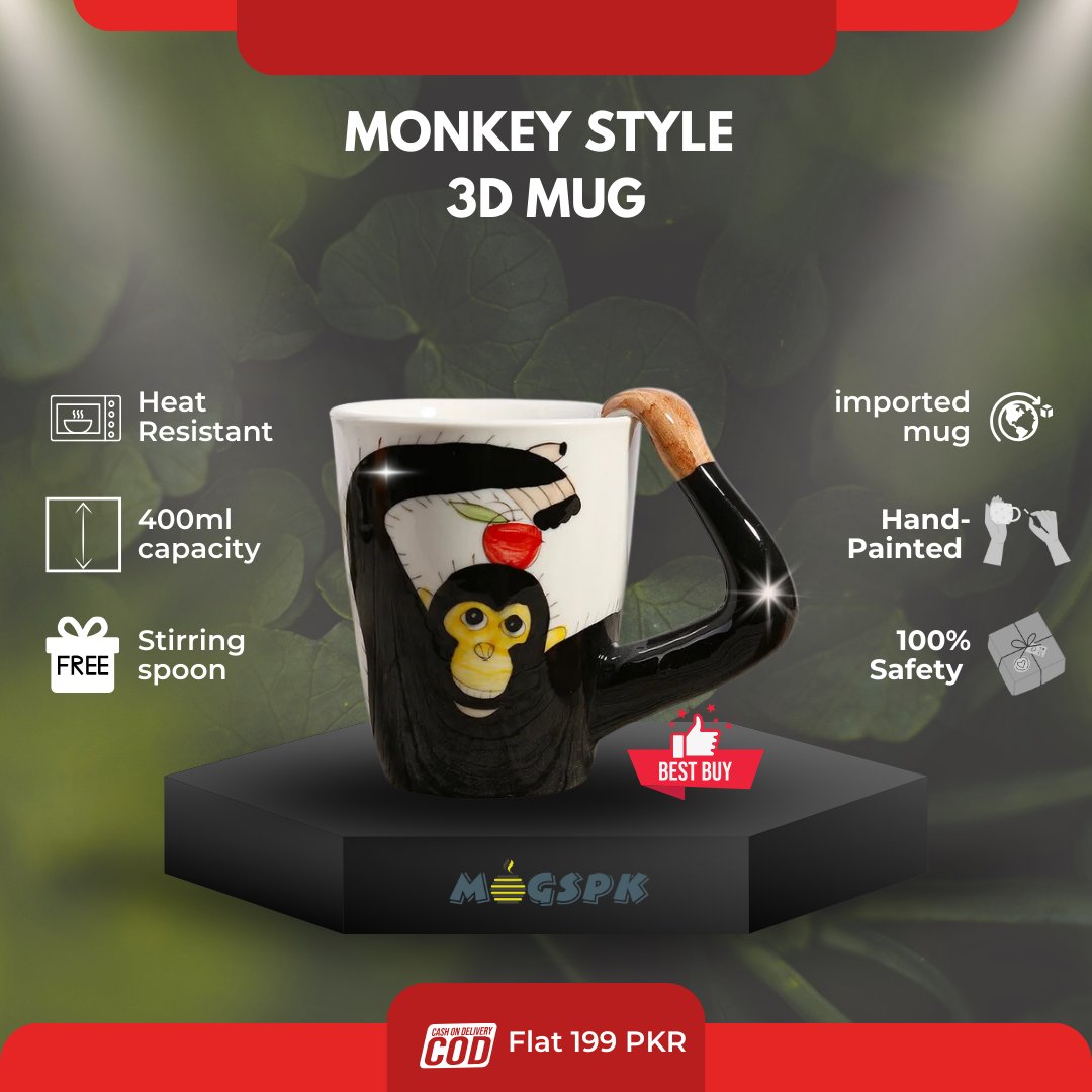 Adorable Monkey Style Hand Painted Ceramic 3D Mugs