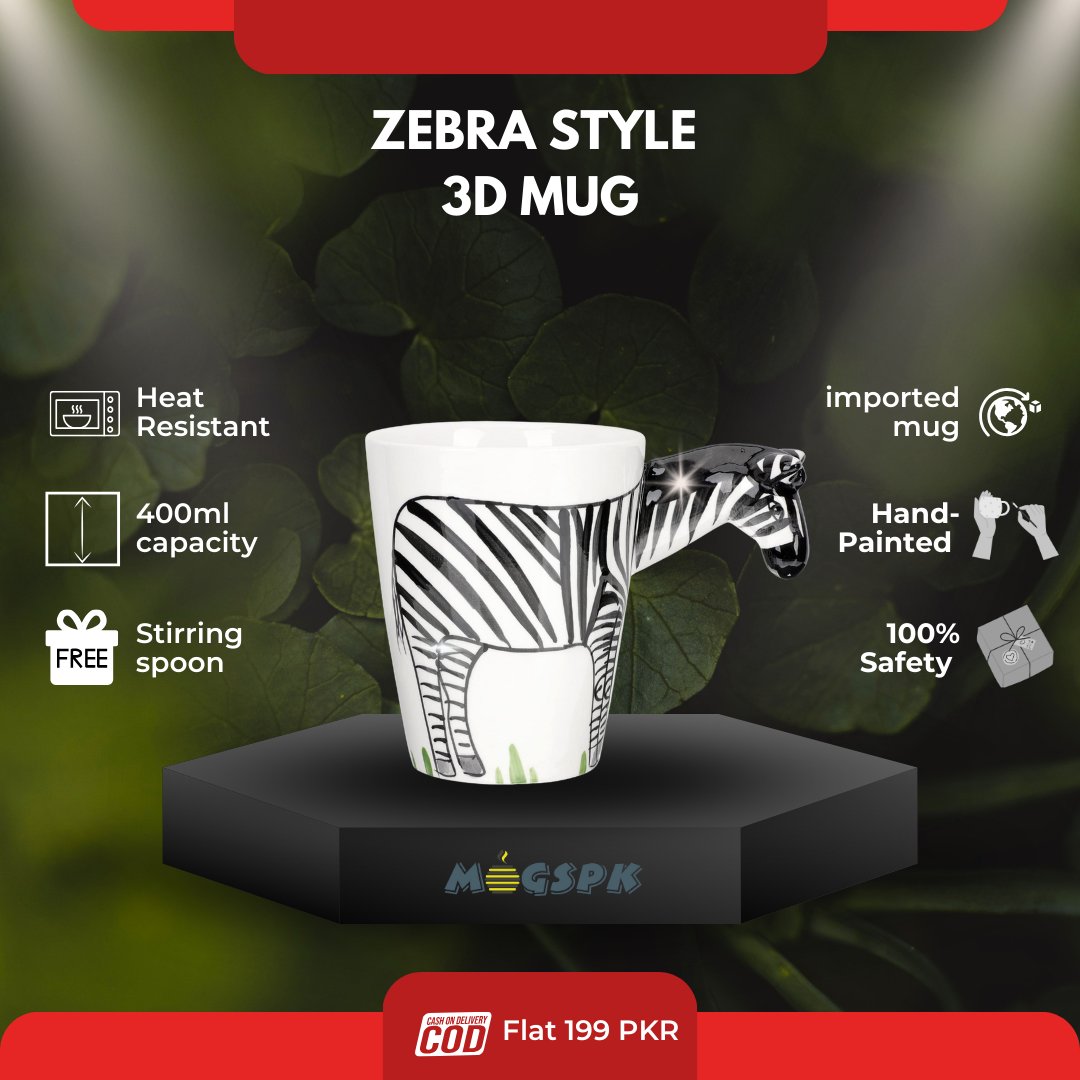 Zebra Style Hand Painted Ceramic 3D Mugs