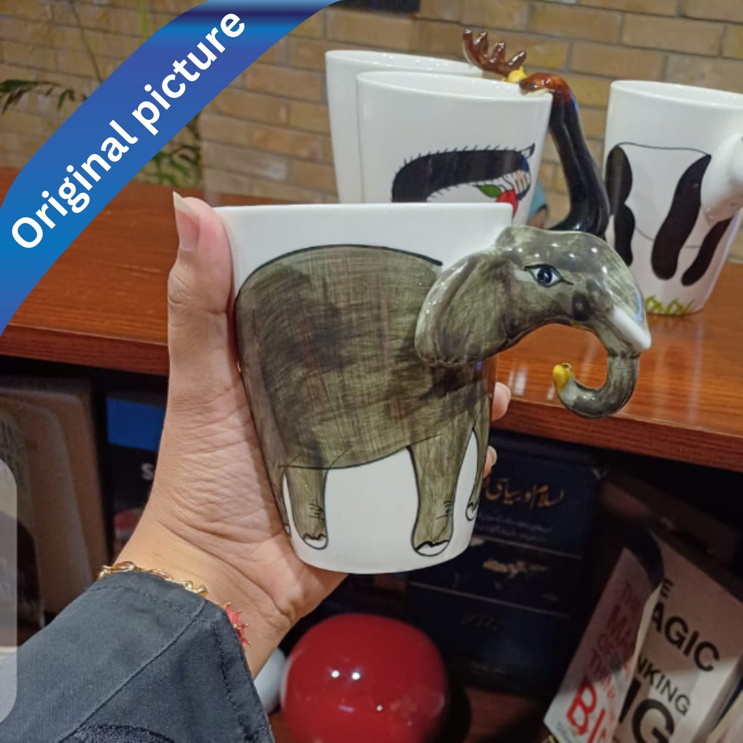 Elephant Style Hand Painted Ceramic 3D Mugs