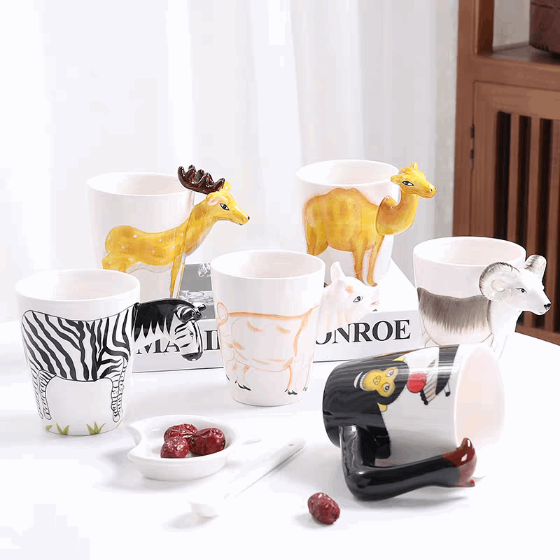 Deer Style Hand Painted Ceramic 3D Mugs for animals lovers