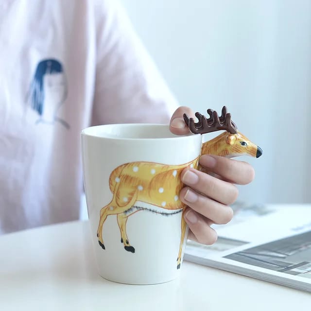 Deer Style Hand Painted Ceramic 3D Mugs