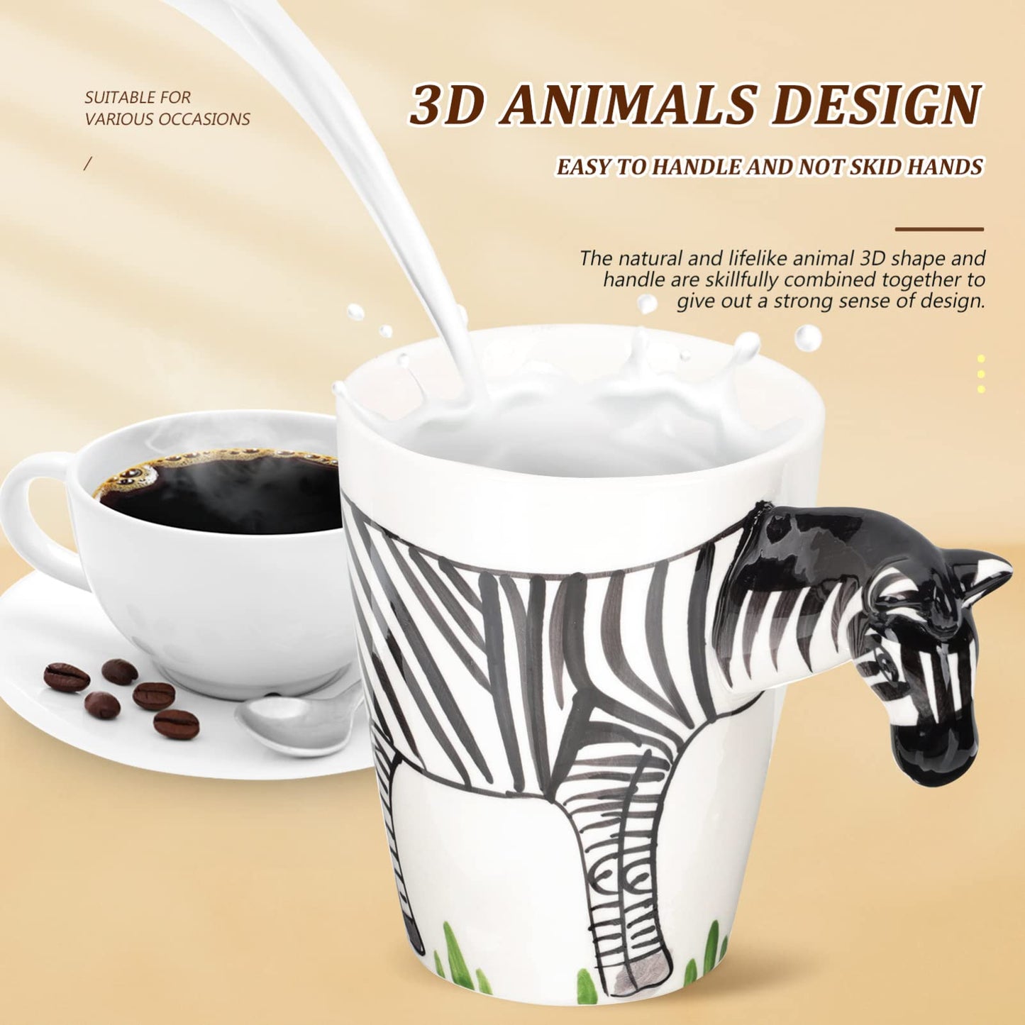 Zebra  Style Hand Painted Ceramic 3D Mugs 